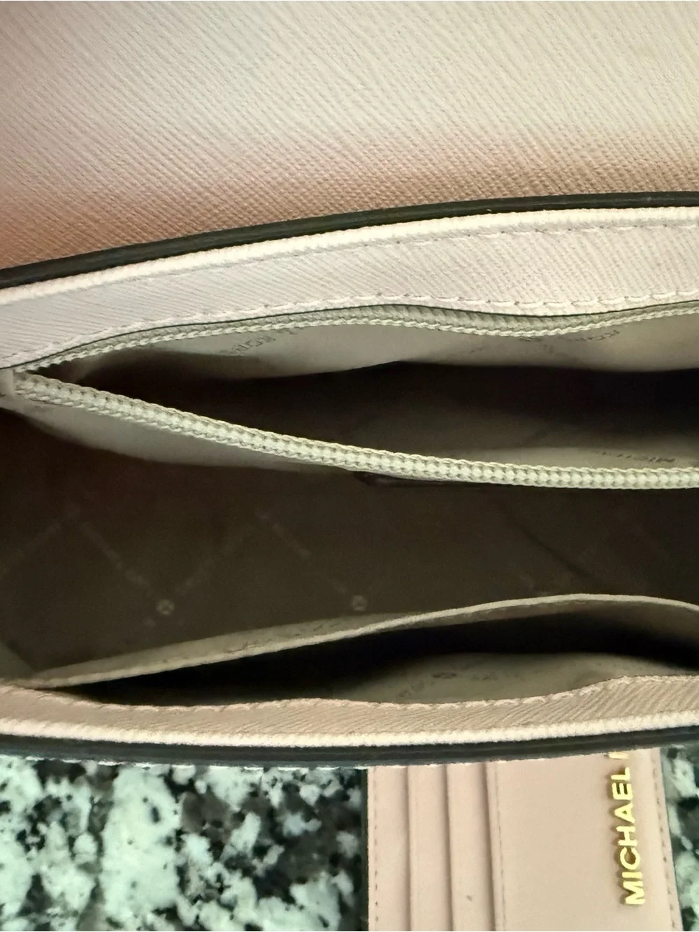 Michael Kors Pink Saffiano Crossbody Bag with Card Holder and Gold Hardware